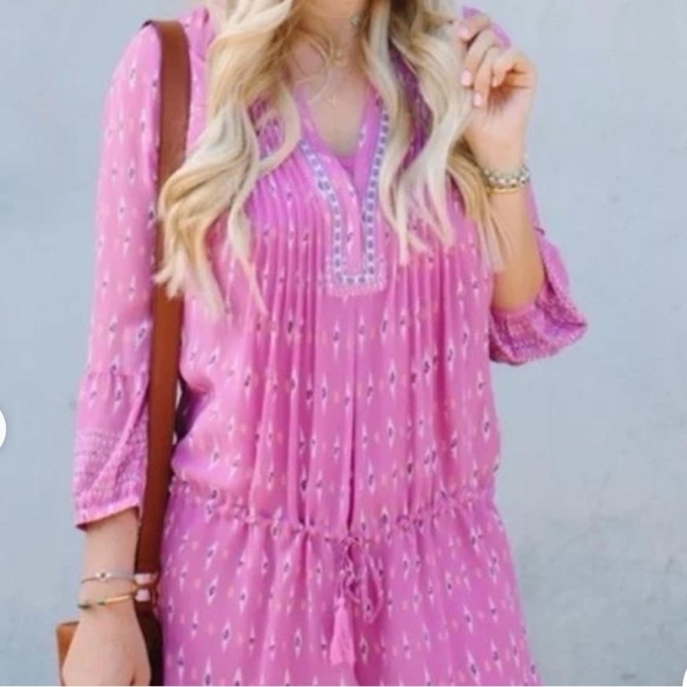 Joie womens dress size XS pink 100% silk boho bohemian tunic lightweight - Picture 3 of 15